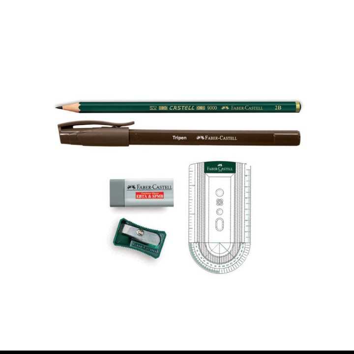 

H7Y fabercastell 1 paket Pensil ujian standar II faber castell exam TAB lengkap per set - enc.sup