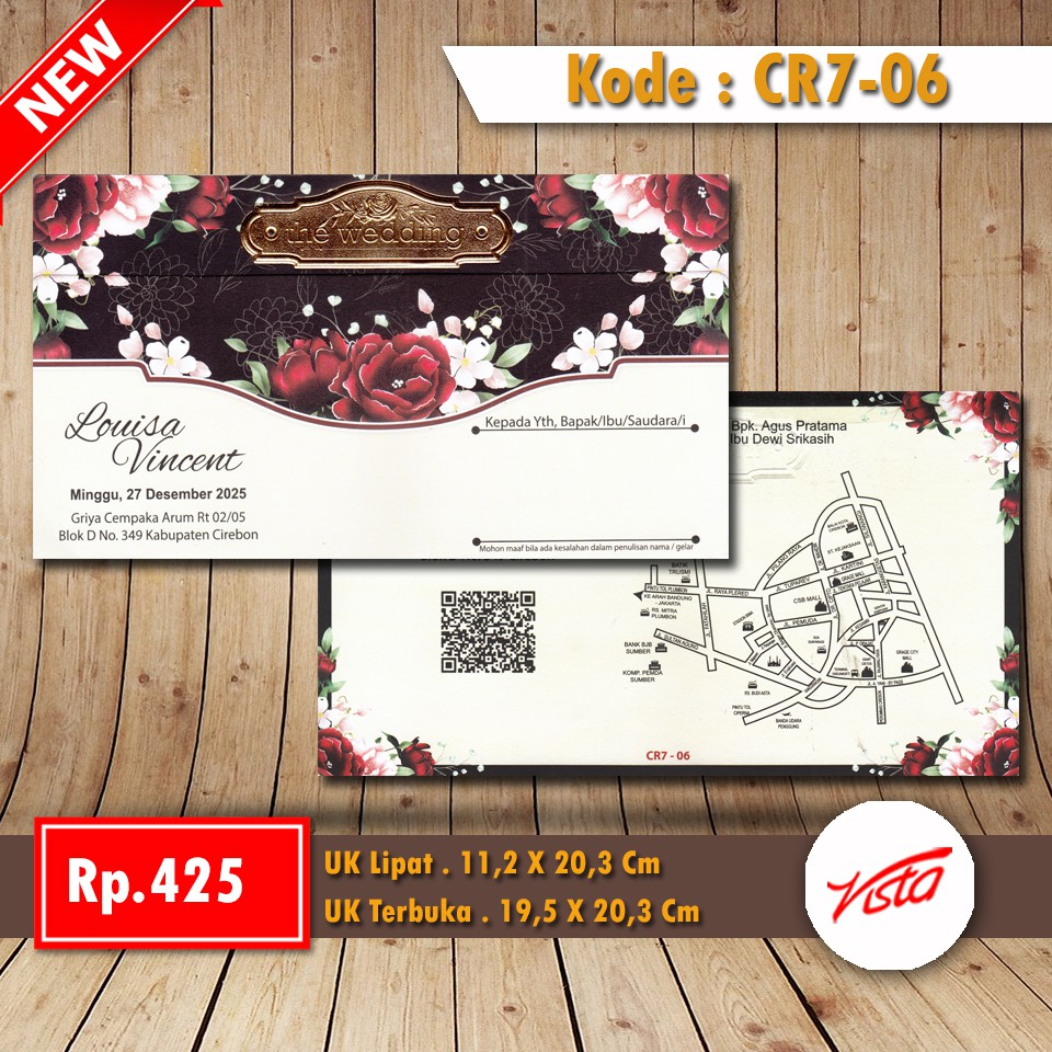 Undangan pernikahan blangko cr7- 06 nikah wedding simple DIY Print makassar harga ukuran plastik