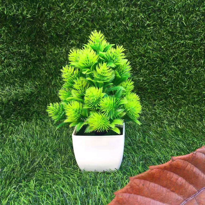 Pinus Rumput Bunga Plastik Pot Tanaman Simulasi Tanaman Hijau Kecil Pot-Hijau