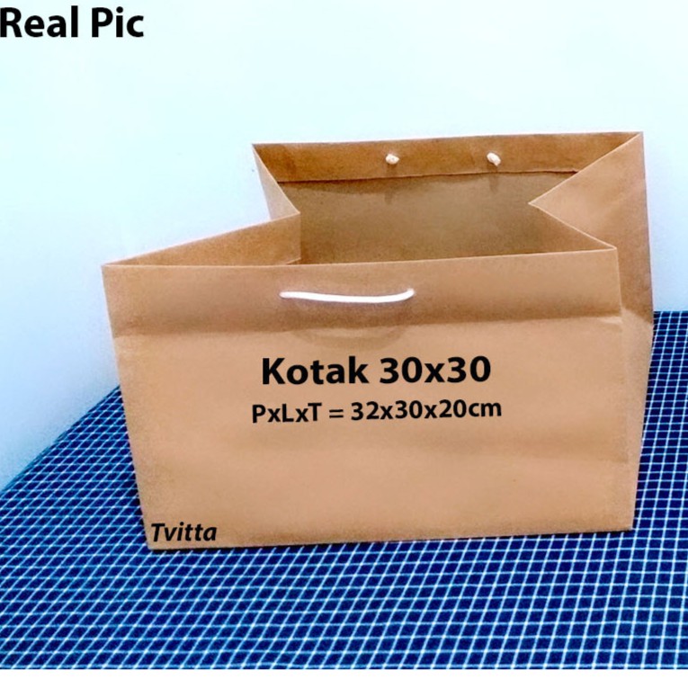 

PaperBag Polos Kraft | Paper bag Coklat Kotak 30x30 cm