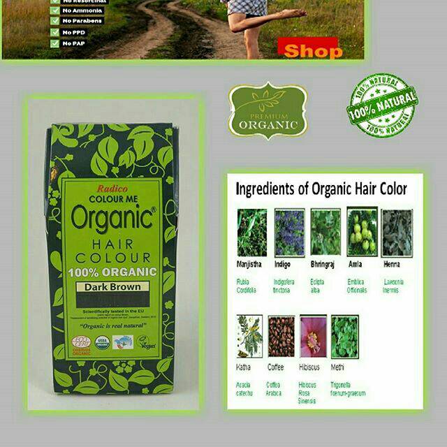 

COLOUR ME ORGANIC. Best selling in INDIA. pewarna rambut organic warna DARK BROWN (coklat tua)