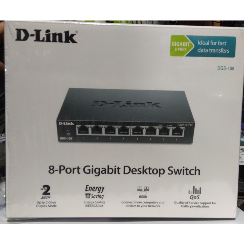 D-LINK DGS-108 8-Port Gigabit Desktop Switch Metal Casing DGS108 DLINK