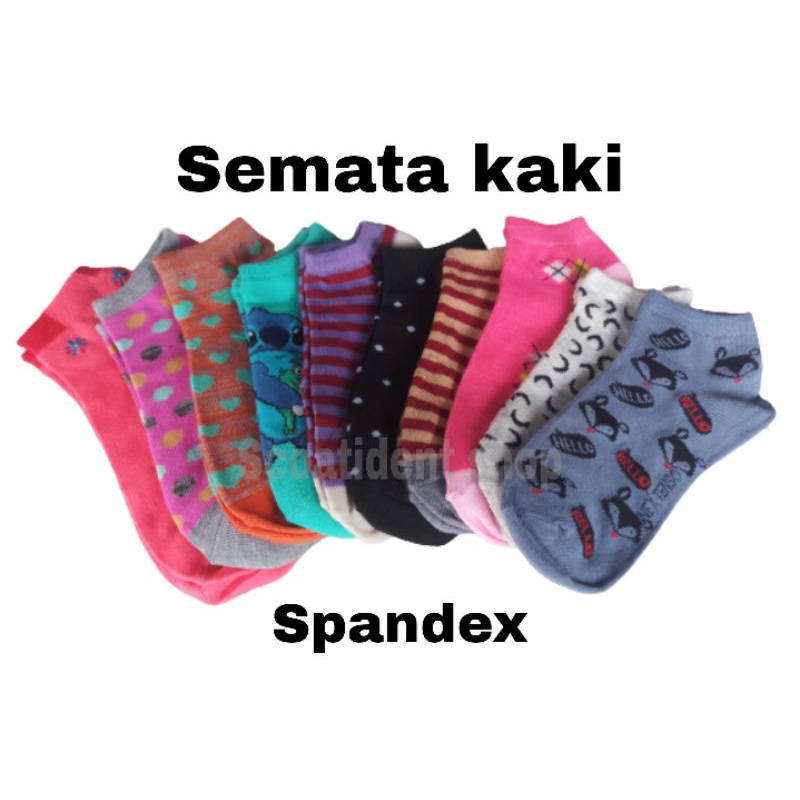 Kaos kaki pendek wanita motif semata kaki 6 pasang