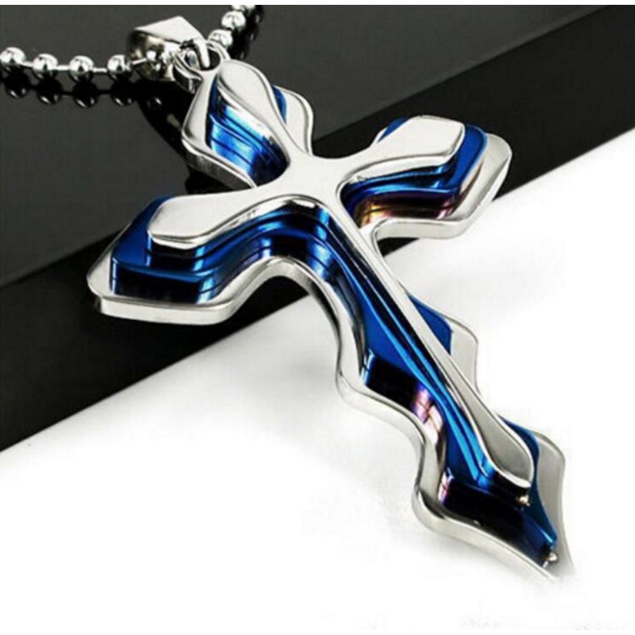 Men's Stainless Steel Multilayer Cross Pendant Necklace