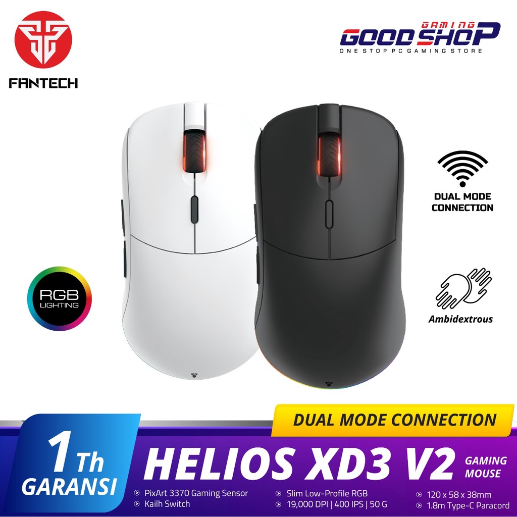 Fantech HELIOS XD3 v2 RGB Dual Mode Wireless - Gaming Mouse