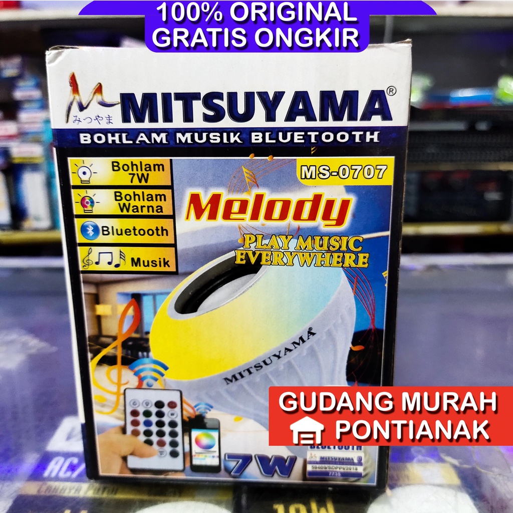 Lampu Bluetooth dengan Speaker Mitsuyama + REMOTE warna warni bisa di control atau 1warna  MS 0707