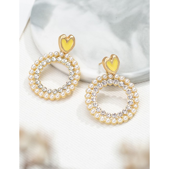 LRC Anting Tusuk Fashion Love Circle Pearl Earrings F59892