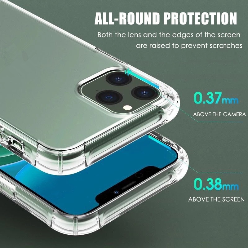 Soft Case Silikon Transparan Shockproof Cover Iphone 13 12 11 Pro Max XS Max X XR 8 7 6 6S Plus SE 2020 12 13 14 Mini