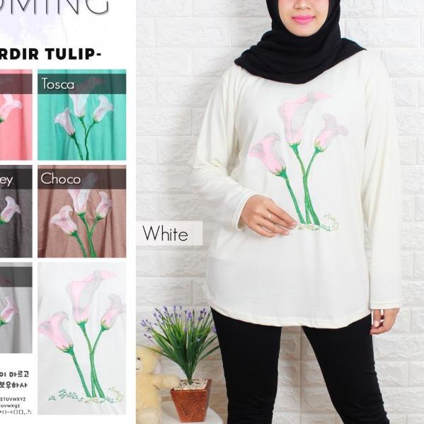 ◌ kaos muslim/ blus muslim/ fashion muslim wanita bordir tulip ❂