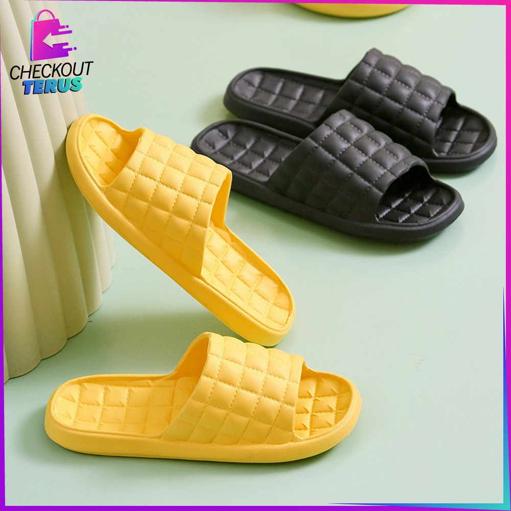 CT S36 Sendal Selop Polos Karet Empuk Import Busa EVA Tebal Korean Style Sandal Slop Rumah Karet Kamar Mandi Tidak Licin