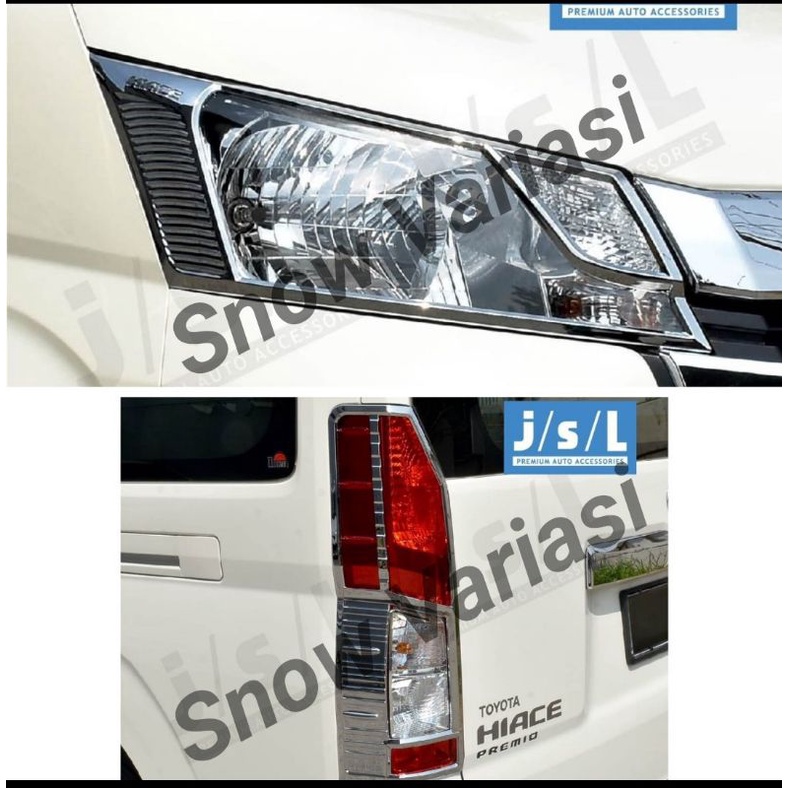 Paket Garnish lampu depan belakang head tail lamp Hiace 2020 chrome jsl