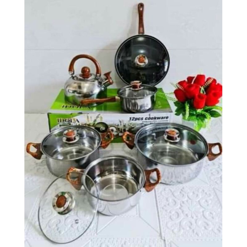 Panci Stainless Steel Idola Cookware Set 12 Pcs