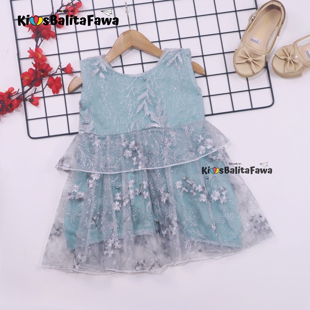 Gratis Ongkir-Dress Raisa uk 6-12 Bulan / Dres Brokat Anak Perempuan Gaun Brukat Pesta Baju Lengan Import Cewek(COD)
