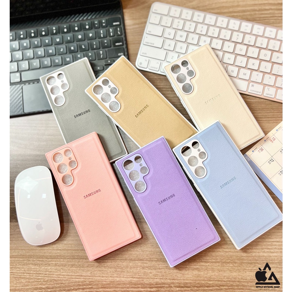 PREMIUM SOFTCASE LEATHER Case SAMSUNG S22 PLUS S22 ULTRA A03  FUZE SOFT CASE Kulit With Logo Silicone Silikon Hardcase Camera Protection