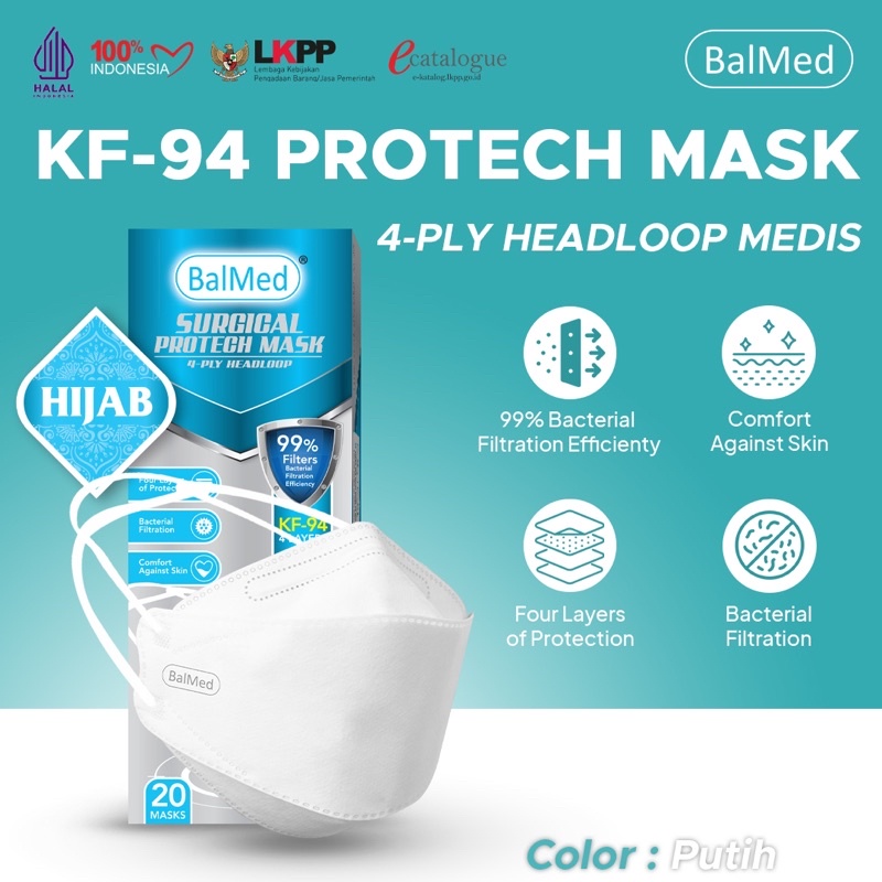 Masker Balmed KF94 Headloop ( hijab) isi 20pcs/box