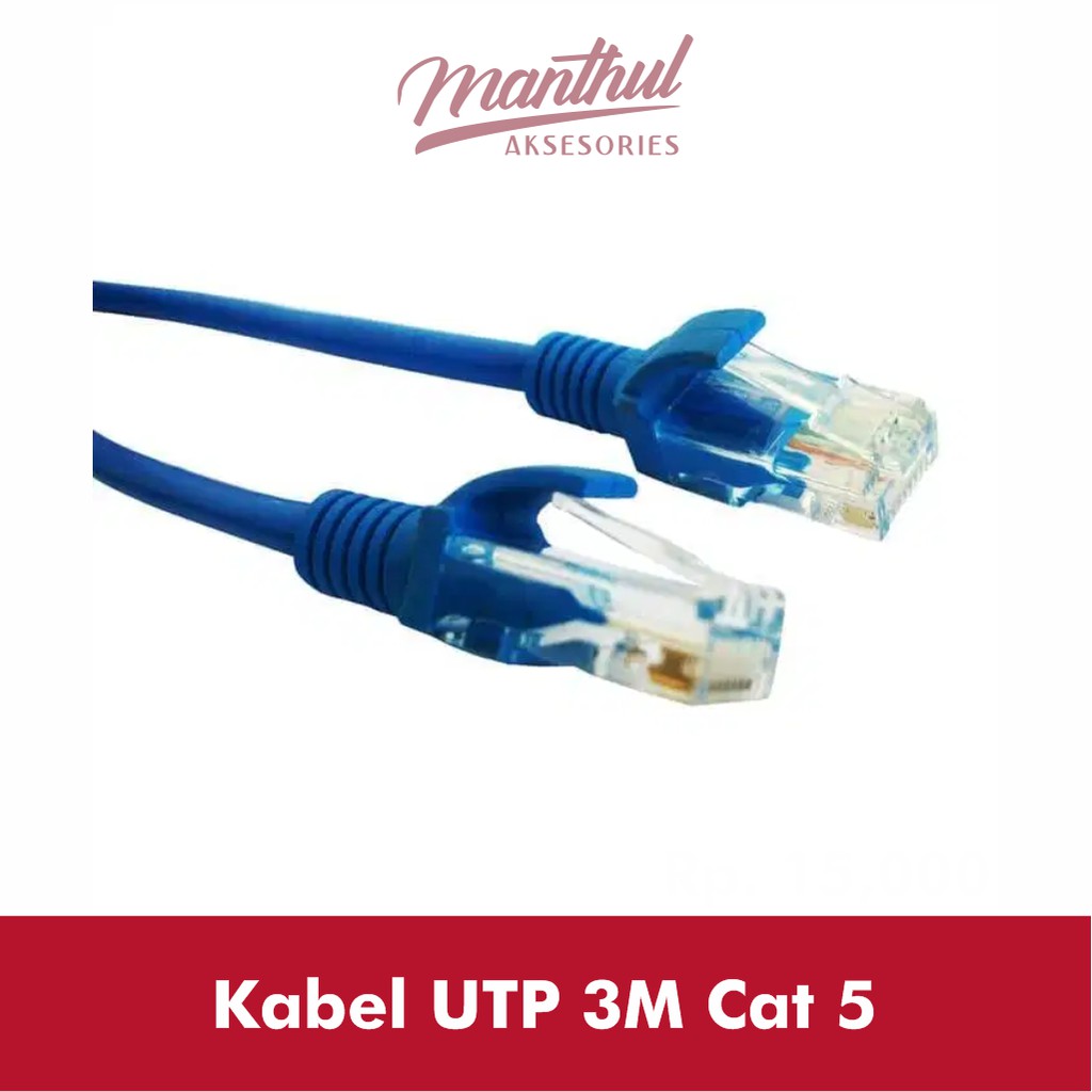 Kable Lan 3 Meter Cat 5e RJ45 UTP Ethernet Cable