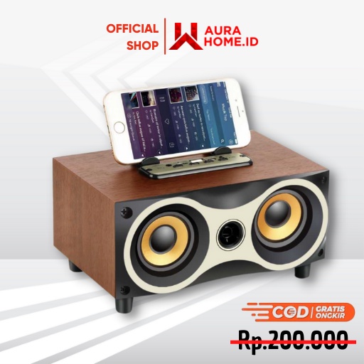 Portable Bluetooth Speaker Subwoofer FM Wood 2000mAh / Speaker BlututAktif Subwoofer Bluetooth Super