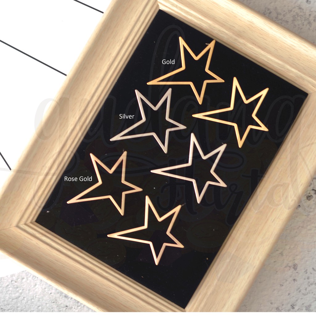 Anting Stud Golden Star Rose Gold Silver Simple Cantik Unik GH 203236