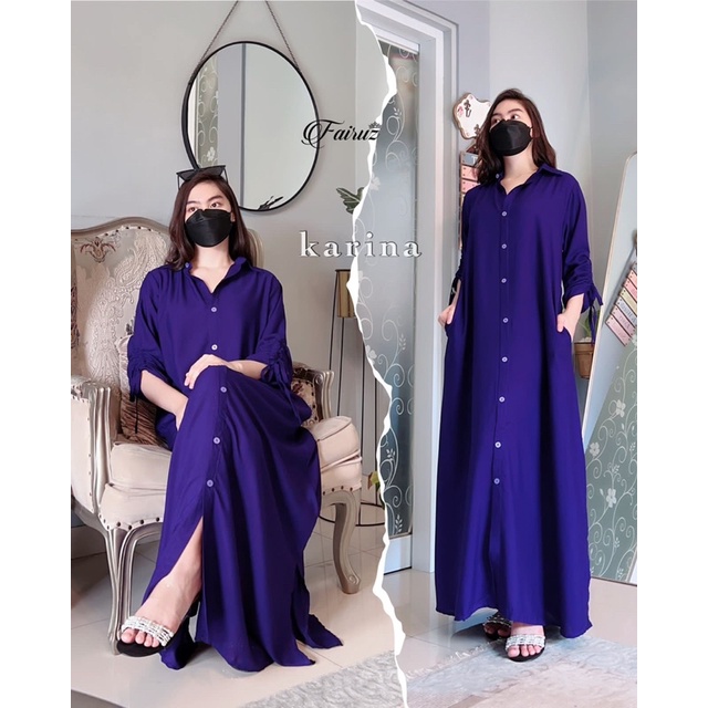 Daster Arab Fairuz KARINA Dress Rayon kerah kemeja