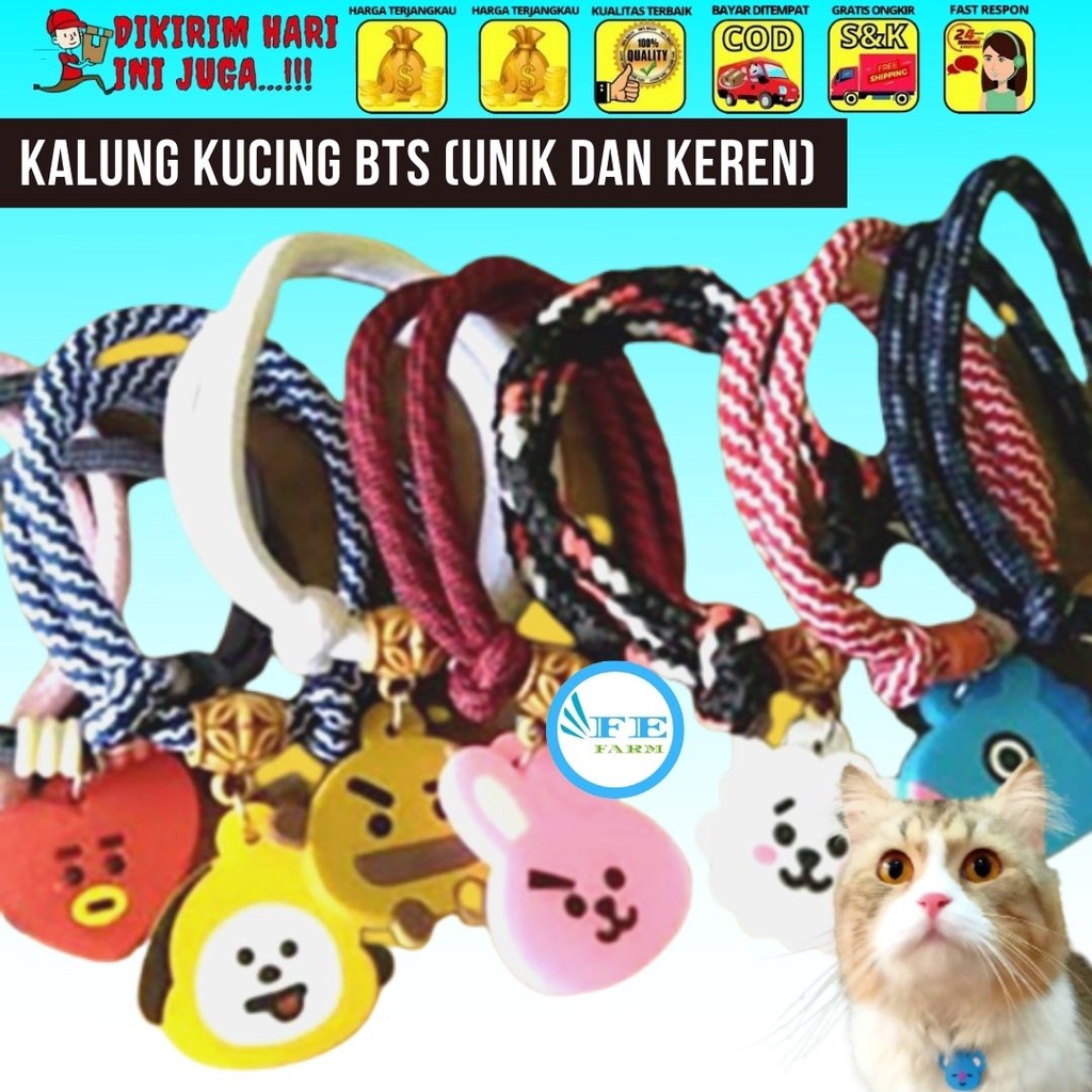 Kalung Kucing BTS Kalung Kucing Unik Keren Karakter Aksesoris Kucing FEFARM