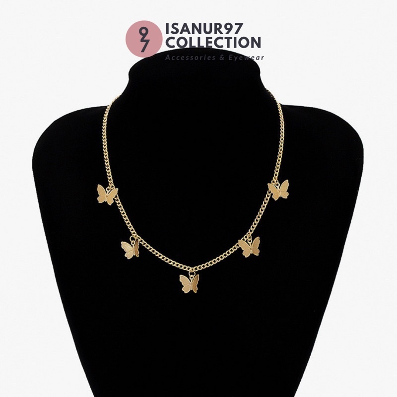 ISANUR97 - Kalung Butterfly Kalung Kupu-Kupu Choker Kupu Kalung Wanita Satu Layer