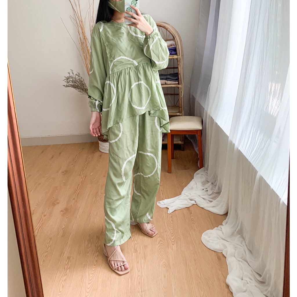 ANNA Rayon set / Piyama Wanita / Baju Santai / Baju Tie Dye /  Set Panjang