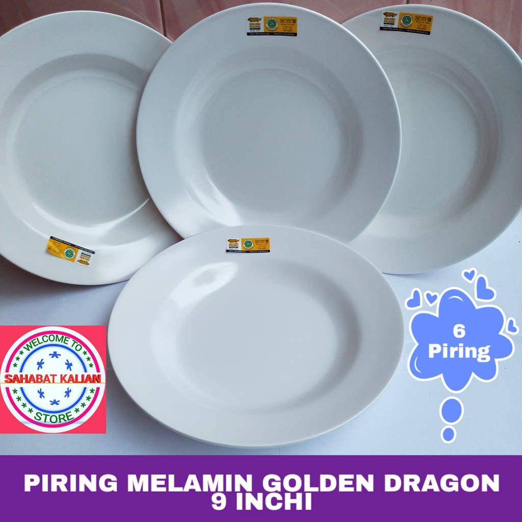 (6 PCS) PIRING MELAMIN GOLDEN DRAGON P0109 9 INCHI