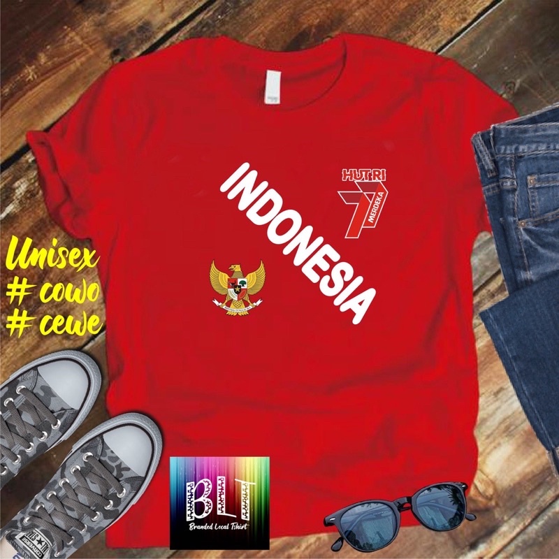 Kaos HUT RI 77 & GARUDA INDONESIA MIRING / kaos agustusan 2022 / LOGO HUT RI 77 1945 / HUT 77 /HUT 7