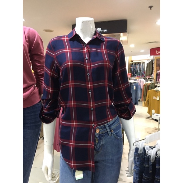 kemeja wanita kotak-kotak, kemeja wanita lengan panjang C2 100% original