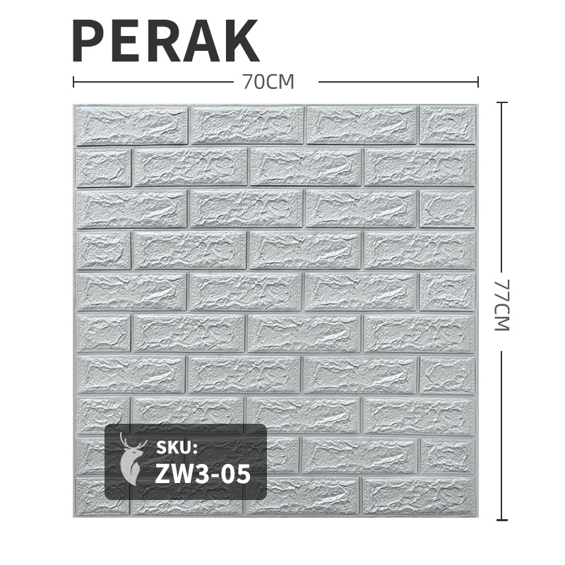 Wallpaper Dinding Foam 3D Motif Batu Bata Walpaper Stiker Dinding Dekorasi Kamar Murah 3dWalpaper 70 x 77 cm High Quality Guarantee-Z305 PROMO PERAK 3MM