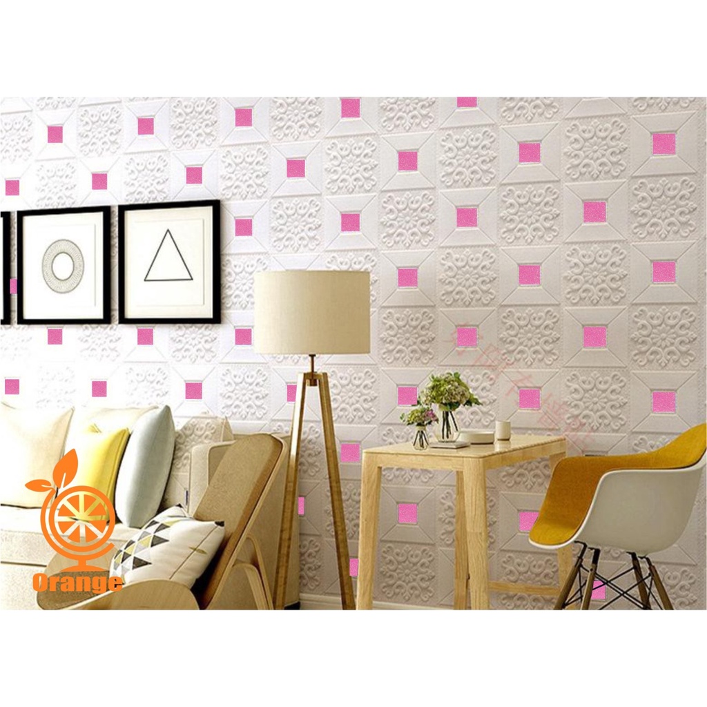 COD Termurah wallpaper foam batik kubik UK 70cm x 77cm wallsticker brickfoam Stiker Dinding Worldhome66