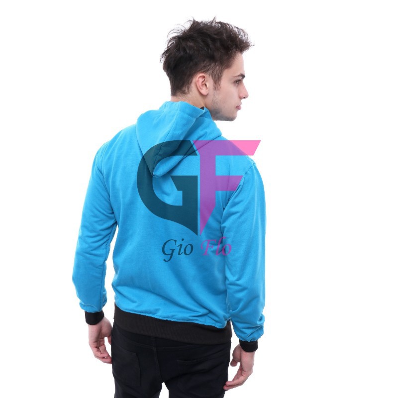 GIOFLO Jaket Pria Gaul Casual Keren Biru Muda / JAK 2293