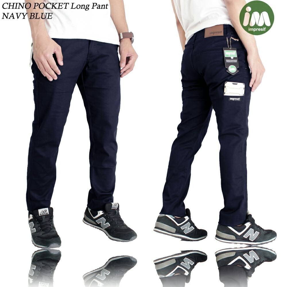 Celana Chino Pocket Long Pant Original Navy Blue 1KG MASUK 4PCS