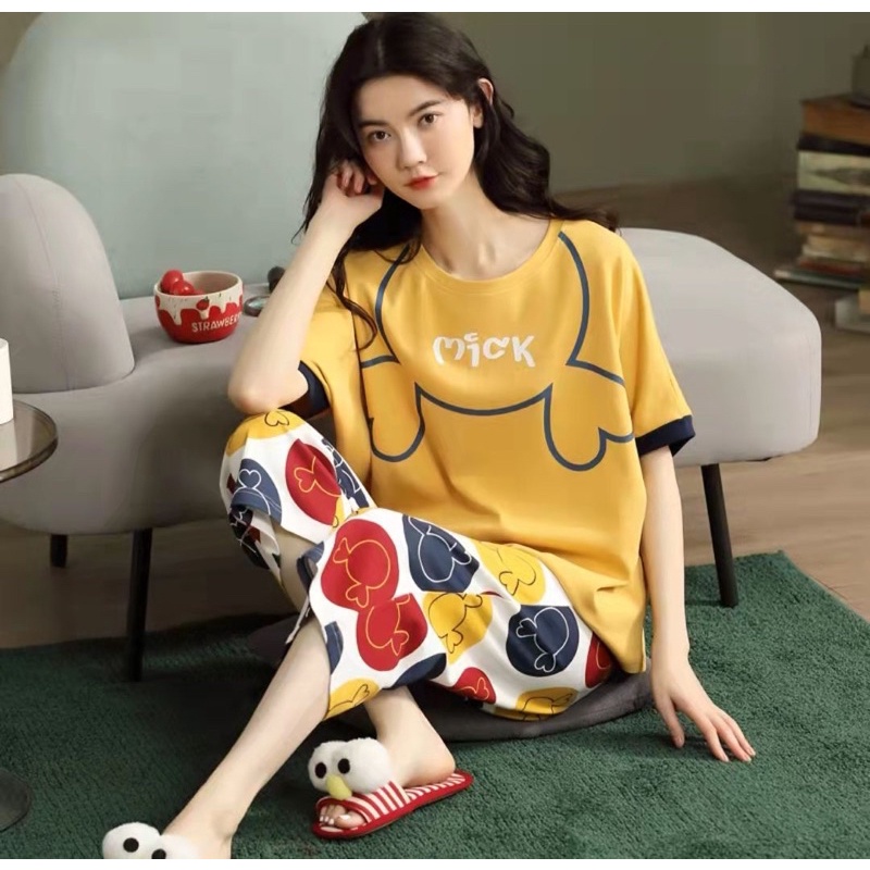 KZ_Stelan piyama Oversize cp 7/8 import / set baju tidur wanita 7/8 murah terbaru