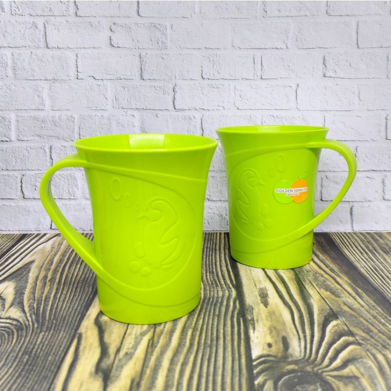 GELAS PLASTIK / GLASS / MUG HIJAU MOK7031H GOLDEN SUNKIST 006356