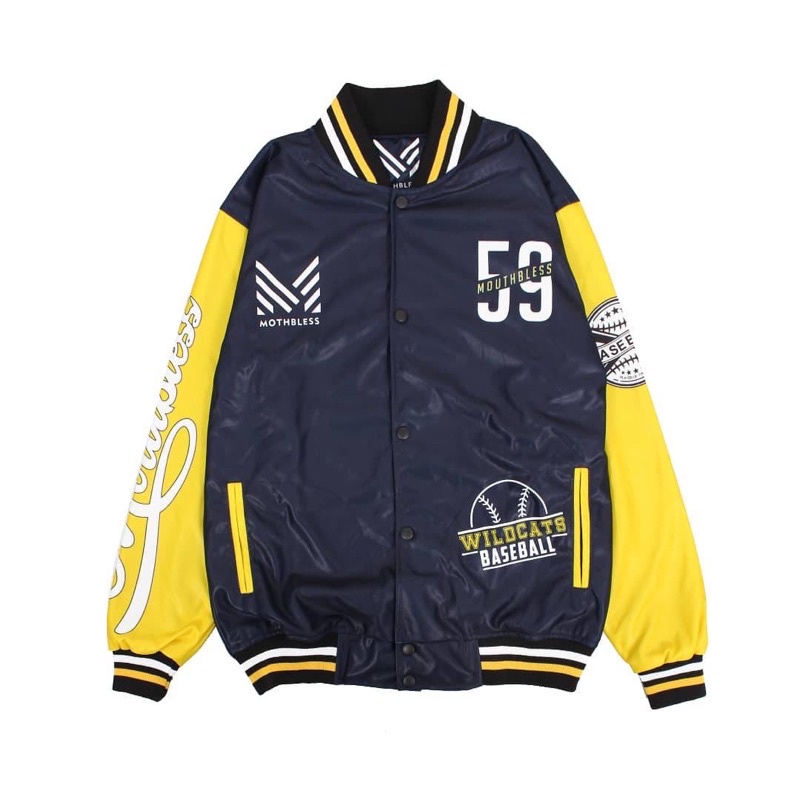 Jaket Distro Pria Original Premium Quality - Mothbless Varsity Baseball Be Brave & Free / College le