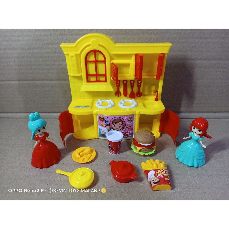 MK 28 MAINAN KITCHEN SET LENGKAP DENGAN 2 BONEKA DAN BURGER / THE KITCHEN COOK LITTLE CHEF PLAY SERIES