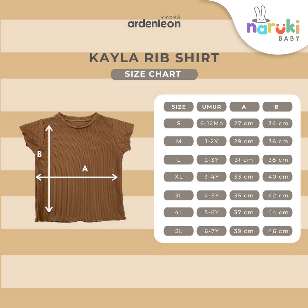 Ardenleon Girls Kayla Rib Shirt S/M/L/XL (6mo - 4yrs) Arden Leon Baju Atasan Anak Perempuan