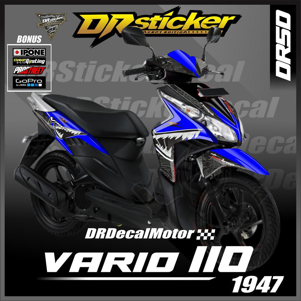 decal vario techno 110 aksesoris vario decal vario 110 karbu desain gigi shark hiu