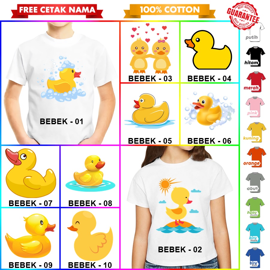 [FREE NAMA!!] Baju Kaos COUPLE ANAK DAN DEWASA BEBEK BANYAK MOTIF