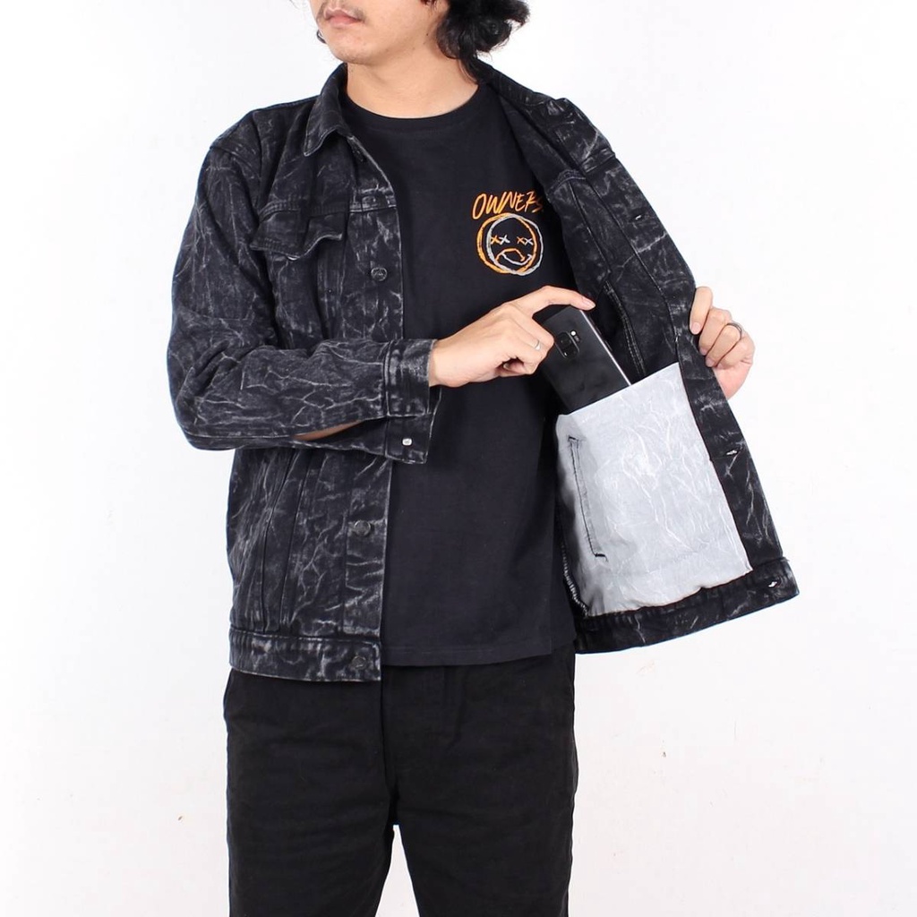 Jaket Jeans Pria Denim Sandwash Patch Emblam/Emblem [BEST SELLER] Berkualitas Distro Bandung
