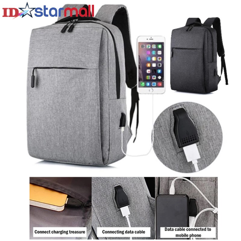 Tas Sekolah Ransel Kerja Import Model Korean Dengan Tempat Laptop Port USB