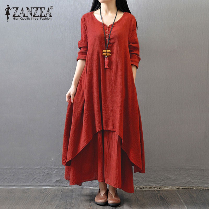 Fashion Wanita 2021 Dress  Vasual Model  Boho Long Maxi 