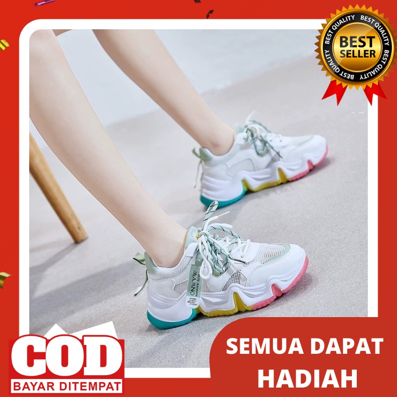 Sneakers Sneaker Wanita Cewek Import Korea Sepatu Kets Sport Murah Batam Perempuan Olaharga Lari s32