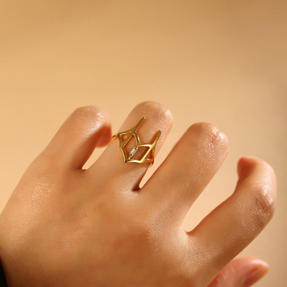 Mxbeauty Cincin Kuku Wanita Trendy Vintage Untuk Perempuan Hollow Zircon Ujung Jari Penutup Pelindung