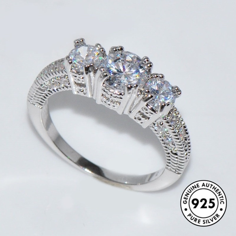 Cincin Berlian Bahan S925 Silver Untuk Wanita