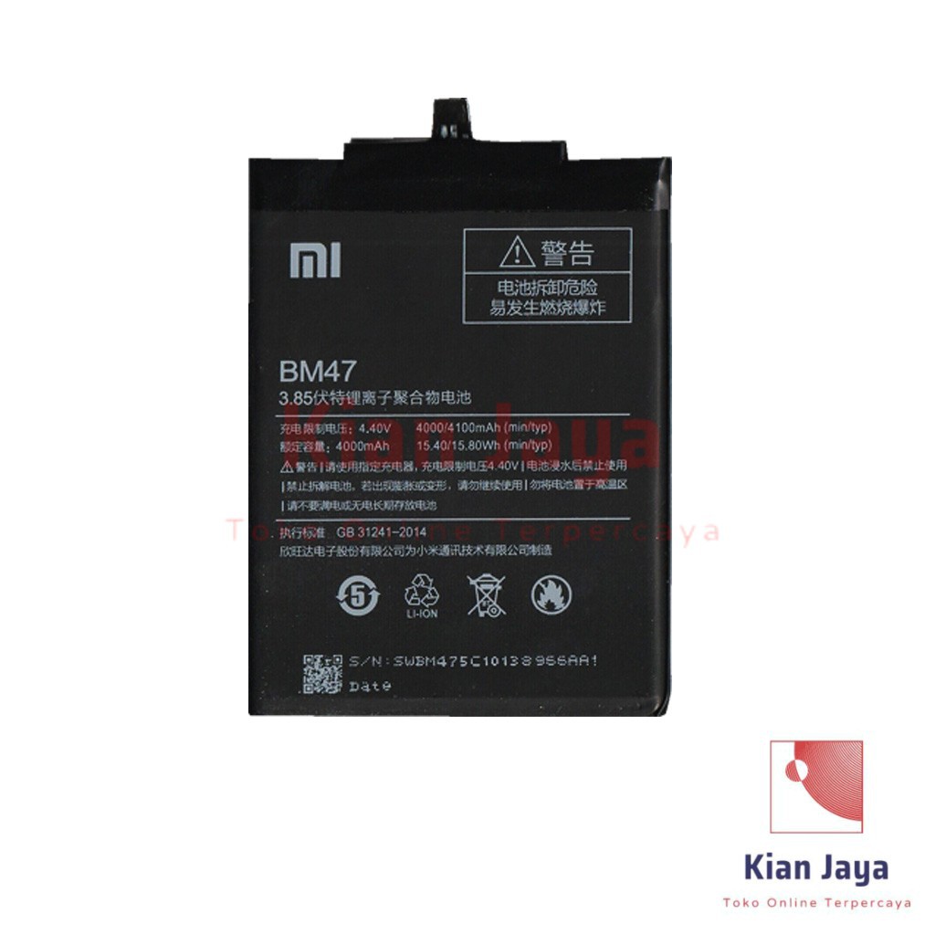 Baterai Redmi 3, 3S, 3 Pro, 3X, 4X BM47 Original OEM Battery Batrai Batre Handphone Hp BM 47 Ori