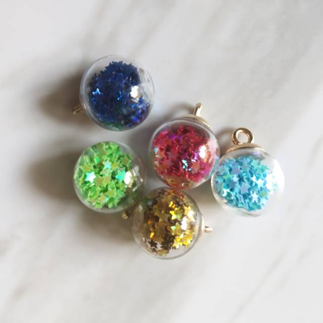 Glass Charm Bola Kaca isi Glitter Bintang Shopee Indonesia Glass Charm Bola Kaca isi Glitter Bintang Shopee Indonesia