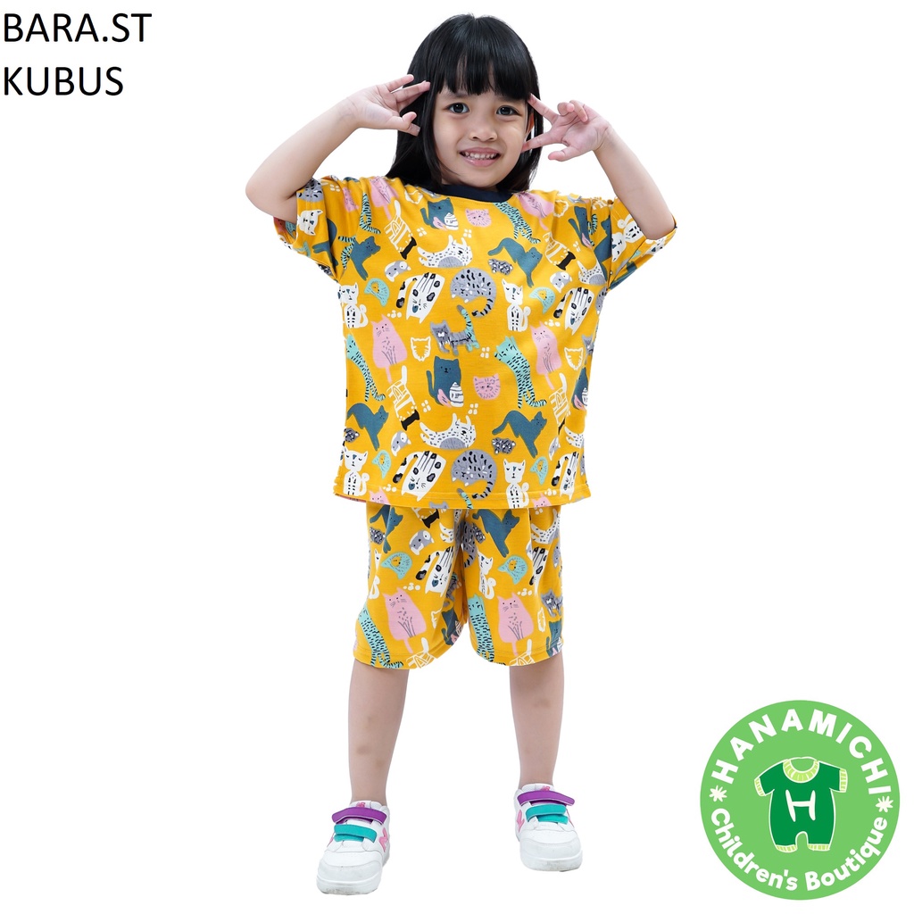 Hanamichi BARA.ST Setelan Anak Lengan Pendek Motif Print