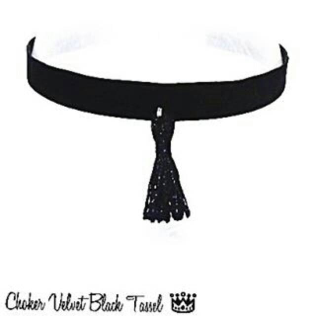 Choker Velvet Necklace Black Tassel | Kalung Handmade